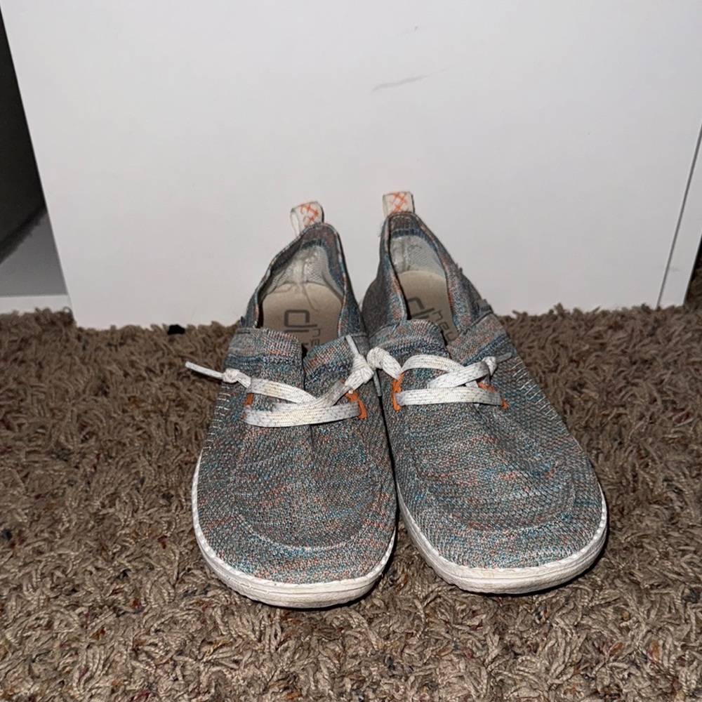 Gray and Blue Casual Sneakers with Sporty Design